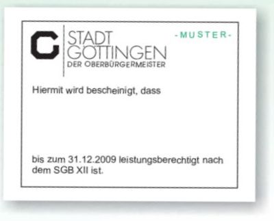 Pressefoto: Soft-Scan aus dem Flyer der Stadt Göttingen , 2009 © Aussehen der Göttinger Sozialcard