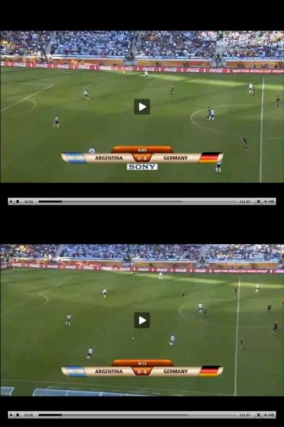 Pressefoto: , 2010 © Frage - Ist das Schleichwerbung für Sony - zufällig entdekt beim Fußball-WM-Spiel 2010 Deutschlad - Argentinien