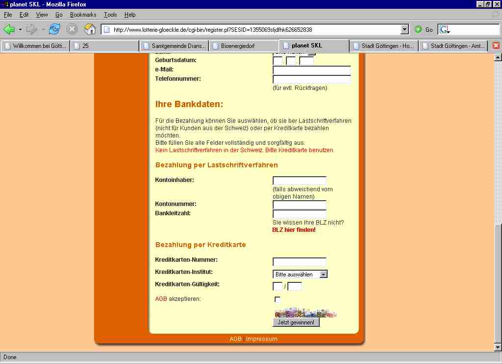 Porth 2006 &copy;  Und am ende findet man einen Hinweis auf AGB. Nur von Jauch ist nicht mehr die Rede.