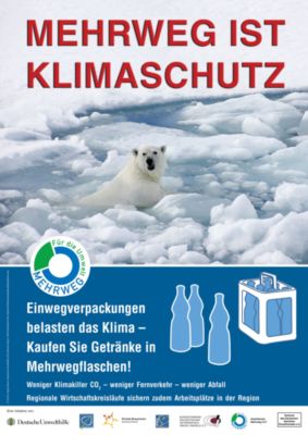Pressefoto: Pressefoto , 2008 &copy; Poster zur Aktion "Mehrweg ist Klimaschutz": In diesem Jahr will die Mehrweg-Allianz 5.000 Unternehmen f&uuml;r den Klimaschutz gewinnen.