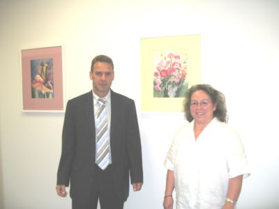 Pressefoto: , 2008 &copy; TK-Chef Frank Mylius mit der K&uuml;nstlerin Christa Morgenstern