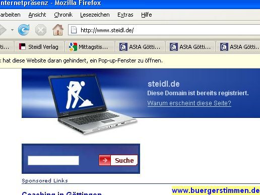Pressefoto: Porth , 2009 &copy; Ausschnitt einer Bildschirmkopie - Wieso hat der Steidl-Verlag keine ordentliche Website mehr