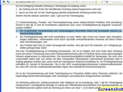 Foto vom Pressemelder: Sreenshot - Quelle siehe Text , &copy; Paragraph 7 Absatz 7 - Aufz&auml;hlung 1 im